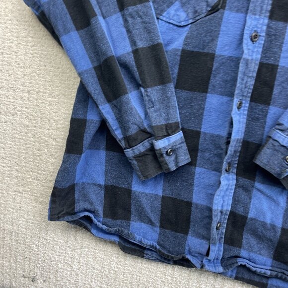 Big Bill Men’s L Plaid Brawny Blue Work Flannel Shirt Heavyweight Made In USA ** - Picture 6 of 16
